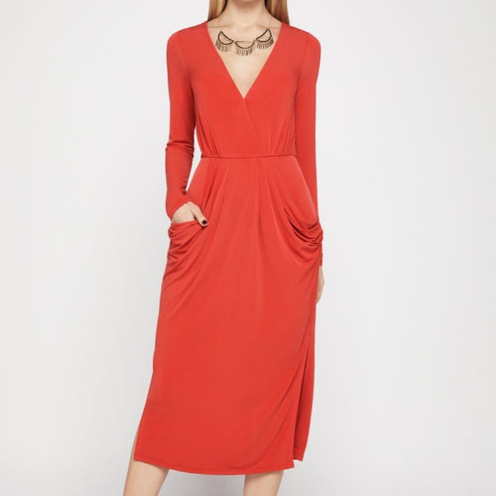 NWOT BCBG Red Midi Cocktail Dress